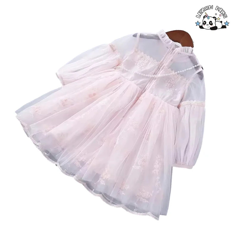 LEZONKIDS - Spring and Autumn Dress Girl's Embroidered Gauze Skirt Princess Children's Dress
